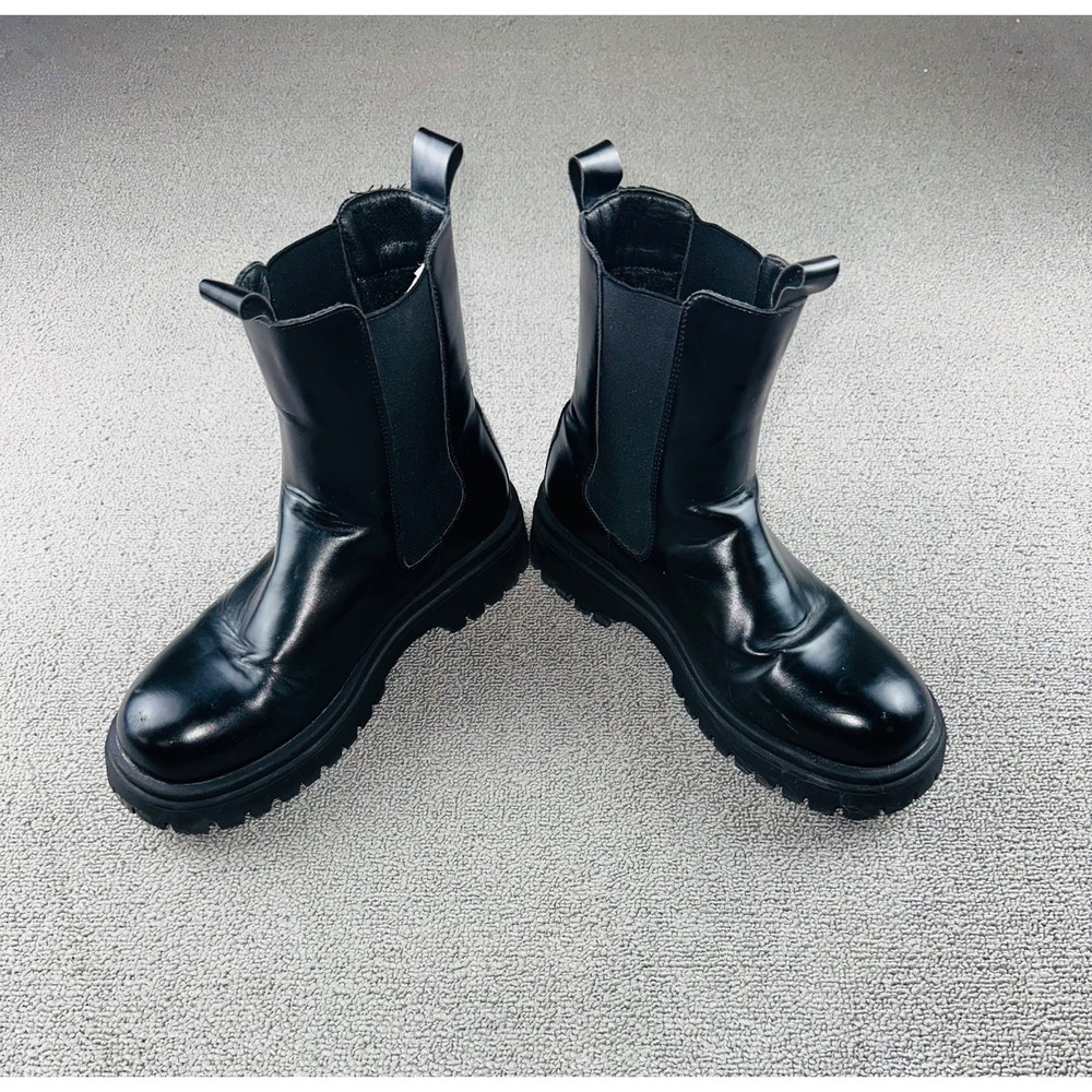 Y2K Mudd Platform Chelsea Ankle Boots Women 10 Black Shauna-15L Grunge Clubwear